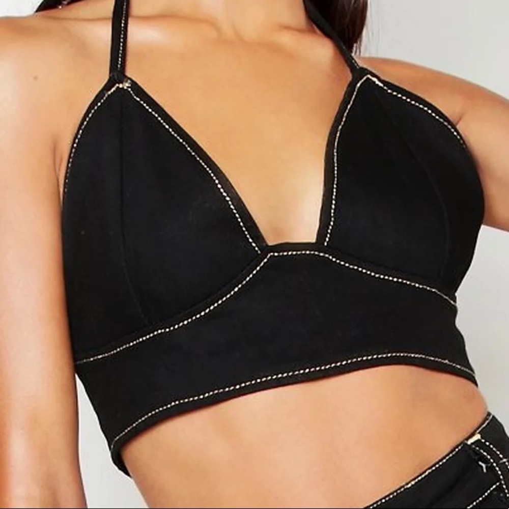 Gold Contrast Stitch Festival Bralet
